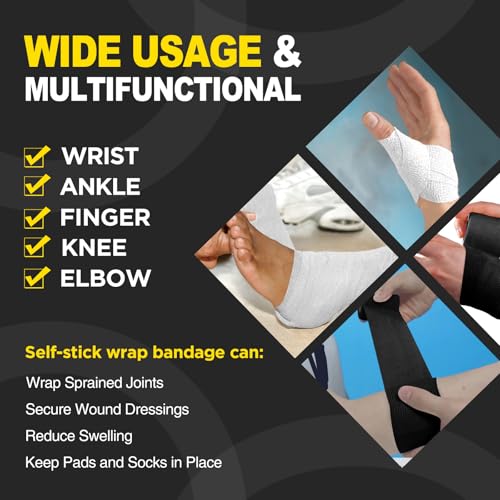 OK TAPE 24 Rolls Self Adhesive Bandage Wrap, Elastic Athletic Tape, Self Stick Bandage Tape, Vet Wrap, Medical Wrap for Wrist, Feet, 2" x 5 Yards, White - color: White, size: 2 Inch-24 Pack