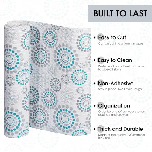 Drawer and Shelf Liner, Non-Slip Kitchen Cabinet Liners Non-Adhesive Thick Strong Grip Waterproof Washable Mats Protect Dresser Shelves Cupboard Bathroom Cabinets, Spiral, 12 in X 10 FT - color: Spiral, size: 11.8"W x 118"L