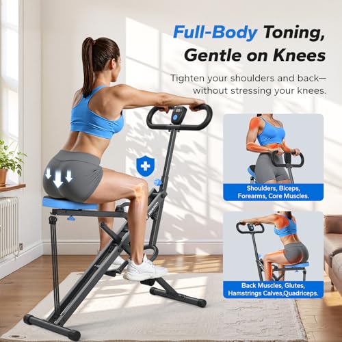 Squat Machine, MERACH R07 2 in 1 Squat Rowing Machine, Easy Setup & Foldable Exercise Equipment, Glute Trainer Machine, Glutes & Leg Home Workout Machine - color: Grey