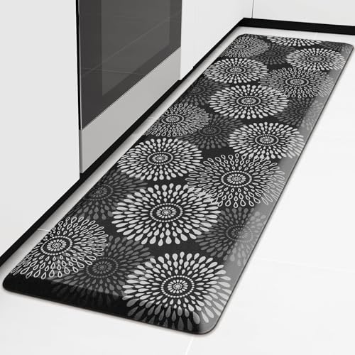LuxStep Kitchen Mat Waterproof Kitchen Rugs for Floor Cushioned Anti-Fatigue Mat Non-Slip Standing Desk Mat Comfort Floor Mats for House Sink Office 17.3" x 60" Black - color: Black, size: 60"L x 17.3"W x 0.5"Th