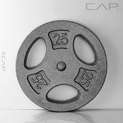 CAP Barbell Standard 1-Inch Grip Weight Plates - color: Gray, size: 25 lbs Plate Pack (x1)