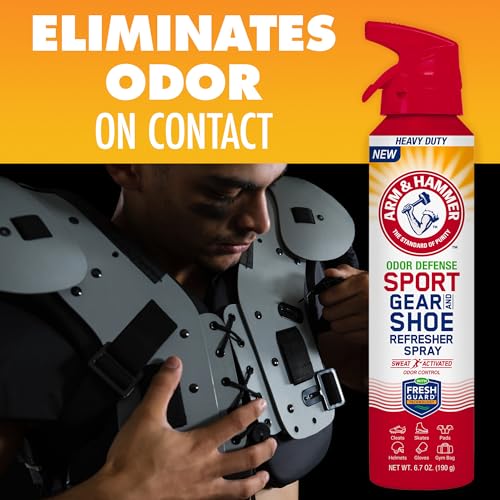Arm & Hammer™ Sport Gear & Shoe Refresher Spray, Heavy Duty Odor Defense for Sports Gear and Footwear, Deodorizer for Gym Bags, Boxing Gloves, Hockey Equipment, and Football Pads (6.7 oz) - size: 6.7 Ounce (Pack of 1)