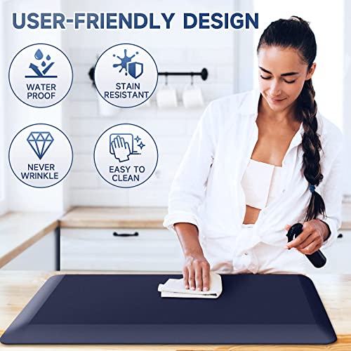 4/5 Inch Thick Kitchen Mats for Floor, StepRite Kitchen Rug for Standing Desk, Non-Slip, Thicker, Stain & Water Resistant, Comfort Anti Fatigue Floor Mat for Home, Kitchen, Office - Blue,32 * 20'' - color: Blue, size: 32"L x 20"W x 0.8"Th