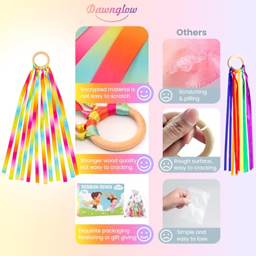 2Pcs Ribbon Hand Kites, Gymnastics Dance Ribbons,Dancing Streamer with Wood Ring for Artistic Dance, Gymnastics, Entertainment, Decoration and Party - color: Neon Pulse