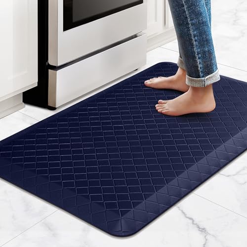HappyTrends Kitchen Floor Mat - 4/5 Inch Thick Anti-Fatigue Kitchen Rug,Waterproof Non-Slip Kitchen Mats and Rugs Heavy Duty Ergonomic Comfort Rug for Kitchen,Office,Sink,Laundry,(22"x36", Blue) - color: Blue, size: 36"L x 22"W x 0.8"Th