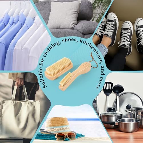 BFWood Laundry Stain Brush - Natural Soft Boar Bristle for Scrubbing Out Tough Stains on Delicate Fabrics, Knits, Cotton, Linens, No Damage (Set-2PCS) - style: Set-2PCS