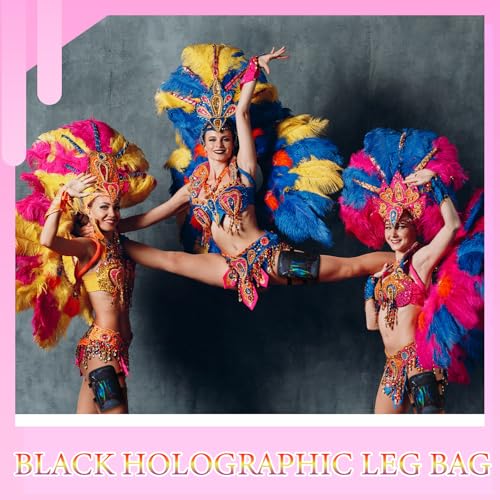Carnival Leg Bag Holographic Thigh Bag with Adjustable Strap Leg Pouch Harness Women Summer Travel Hiking Pack(Black,Leg Bag) - color: Black, style: Leg Bag