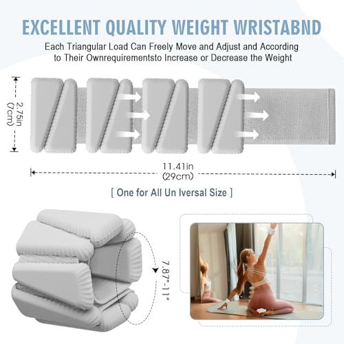 Wrist Weights, Adjustable Wrist Ankle Weights for Women, Wearable Arm & Leg Weights Set of 2(1 lb Each), Weighted Bangles for Walking, Yoga, Dance, Barre, Gym - color: Grey