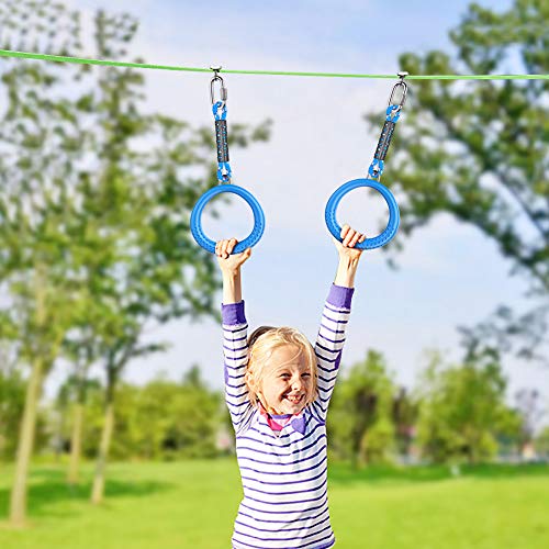 Dolibest 2 Pack of Ninja Gymnastic Rings,Monkey Ring Outdoor Backyard Ninja Accessories Set,Swing Bar Rings Obstacle Course for Training Equipment for Teens,1000LB Capacity - color: 2pack Blue Fitness Ring With 11.5"rope