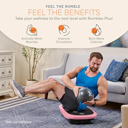 Lifepro Rumblex Plus/Pro 4D Vibration Plate Exercise Machine with 60 Speeds | 3 Motors, 7 Training Modes, Bluetooth Speaker, Wristband Remote — Vibration Plate for Lymphatic Drainage, Muscle Activation - color: Pink, size: Small