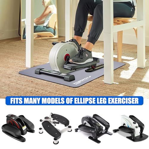 TOBWOLF Non-Slip Workout Mat for Ellipse Leg Exerciser, Ellipse Machine Mat, Exercise Mat for Under Desk Ellipticals, Suitable for Electric Seated Foot Pedal Exerciser, Stability & Floor Protection - color: Gray