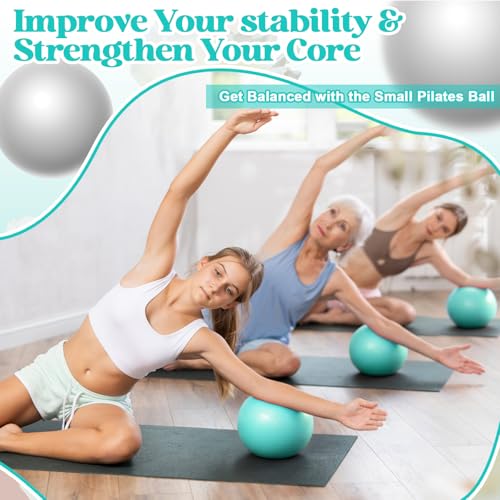 Sotiff 20 Pcs 9 Inch Pilates Ball Bulk Exercise Pilates Ball Mini Yoga Balls Therapy Core for Stability Barre Training Stretching Physical Posture Training Gym Workout with Inflation Tube - color: Mint Green