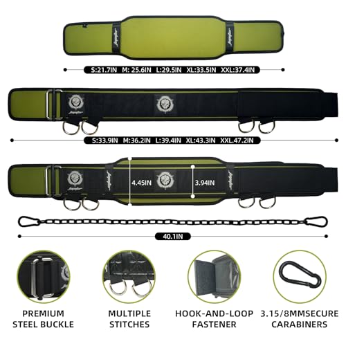 2-in-1 Weightlifting Belt & Dip Belt with Chain for Added Weight Training,Weightlifting, Squats, Deadlifts,Powerlifting for Men & Women - color: Green/Grey, size: XX-Large