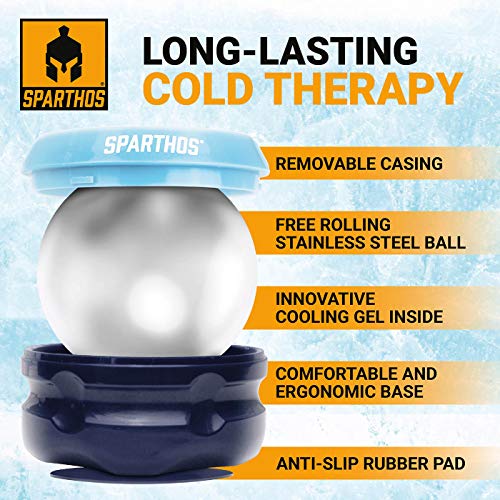 Sparthos Cold Massage Roller Ball - Fitness Cryosphere Massager - Cryo Cryocup Ice Massage Cups - for Muscle, Face, Body Muscles - Manual Polar Icing Cooling Balls - Freeze Tools (Blue, 70mm) - color: Denim Blue, style: 70mm (Pack of 1)