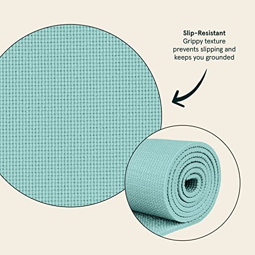 Retrospec Pismo Yoga Mat w/Nylon Strap for Men & Women - Non Slip Exercise Mat for Yoga, Pilates, Stretching, Floor & Fitness Workouts, .5mm Thick, Easy to Clean - color: Blue Lagoon