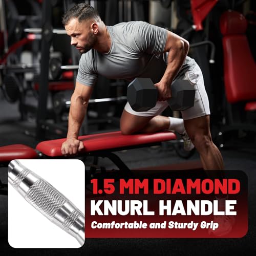 PAPABABE Dumbbell Set, Rubber Encased Home Gym Dumbbells, Weight Dumbbells for Women & Men, Hand Weights for Home Gym & Strength Training - size: 360 lb Set (Pair of 25, 30, 35, 40, 50), style: Chrome Grip