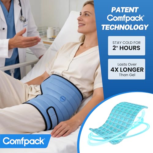 Comfpack Hip Ice Pack Wrap, 2 Hours Long Lasting Cold for Hip Replacement Surgery, Flexible & Evenly Cooling Reusable Ice Pack for Injuries, Sciatica, Bursitis, Hip Flexor Pain, Gift for Men Women - size: Small/Medium