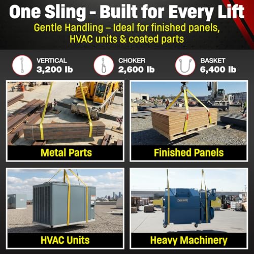 DD Sling 1 Inch x 3 Foot Nylon Lifting Sling – USA Made, 3,200 lb Vertical, 2,600 lb Choker, 6,400 lb Basket – 2-Ply Heavy Duty 900 Webbing, Type 4 Twisted Eye & Eye Rigging Sling - size: 1" x 3'