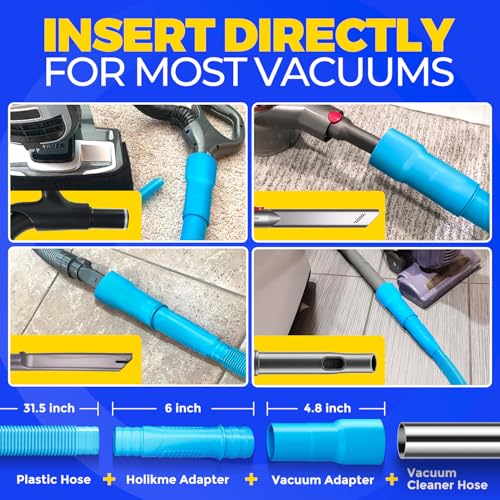Holikme Dryer Vent Cleaner Kit 2Pack - Lint Vacuum Attachment & Brush | Blue Dryer Vent Vacuum Hose Attachment & Brush Reach Deep Traps - Remove Hidden Lint, Speed Drying & Reduce Fire Risk - color: Blue