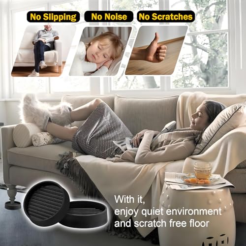 xxxHOLIC Rubber Non Slip Furniture Pads, 2" Black Round, Set of 4 | Furniture Grippers for Hardwood Floors, Anti Skid Furniture Cups, Table & Couch Stoppers, Floor Protectors for Furniture - color: Black, size: 2"Round