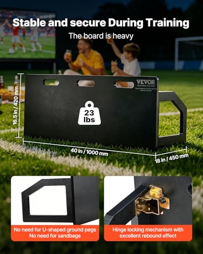 VEVOR Soccer Rebounder Board, Mult-Adjustable Angles Portable Soccer Rebound Wall, Foldable Kickback Board, Soccer Practice Equipment, Ideal for Kids & Adults Passing & Shooting Drills - size: 40"X16"