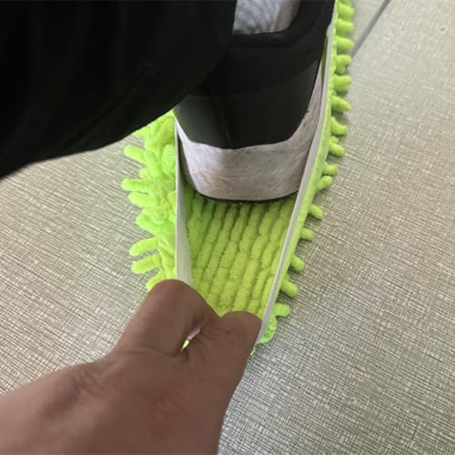2 PCS Mop Slippers - Washable Microfiber Floor Cleaning Mop Pads, Soft Reusable House Cleaning Slippers for Home Kitchen Bedroom Floor (Green) - color: Green