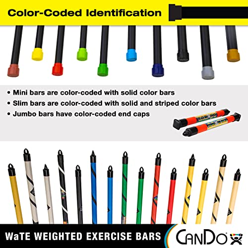 CanDo Slim WaTE Bar 9lb Silver, Total Body Workout Weighted Exercise Bar for Strength Training, Toning, and Physical Therapy - size: 9 Pound, style: Single