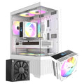 Raidmax i802 Vibe Series ATX Mid Tower Gaming Case Bundle – Tempered Glass Side Panel, Includes 700W 80+ Power Supply, AM1204 Digital Display Air Cooler, and 5 Pre-Installed FRGB Fans (White) - color: White