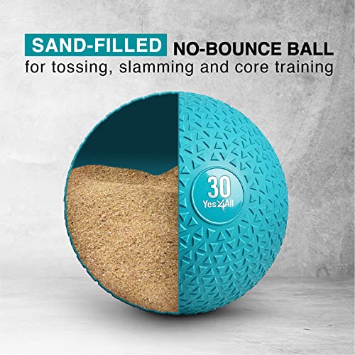 Yes4All Upgraded Fitness Slam Medicine Ball Triangle 30lbs for Exercise, Strength, Power Workout | Workout Ball | Weighted Ball | Exercise Ball | Trendy Teal - color: Trendy teal, style: F. 30lbs