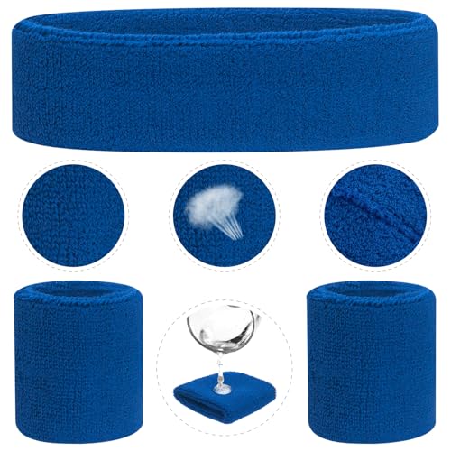 ONUPGO 5 Pieces Kids Sweatbands Soccer Socks Set - Sports Headband, Wristbands, Striped High Socks for Kids, Youth,Toddler & Baby - Football, Basketball, Running, Cycling, Tennis - color: Blue Striped White/Blue