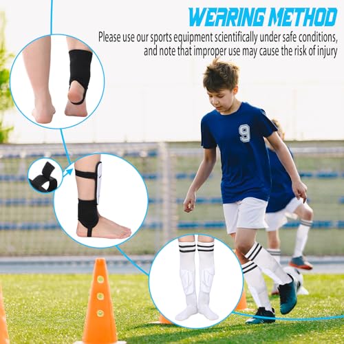 Soccer Shin Guards and Socks Kids Youth Lightweight Soccers Pads Defender with Ankle Protection Ski Shin Guards Football Equipment for Age 4-14 Toddler Boy Girl - color: White, size: Medium