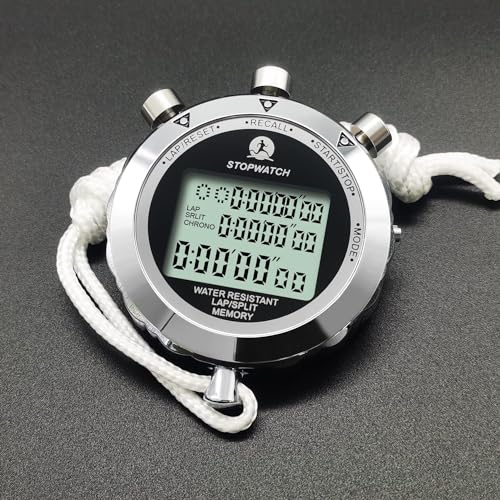 Digital Stopwatch Timer Stop Watch Stopwatch for Sports Competition - color: 100 Lap Metal