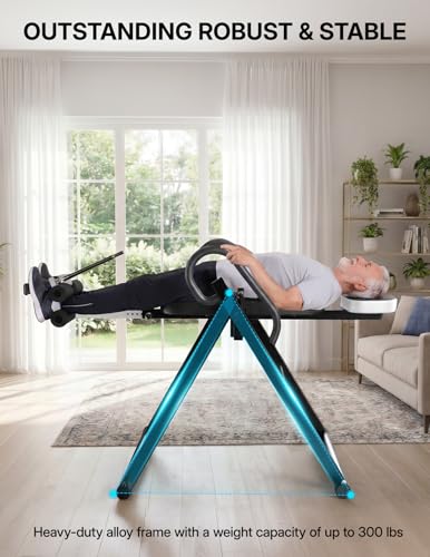 YOLEO Gravity Inversion Table for Back Pain Relief 2026 New Inversion Table w/Lumbar Support Easy to Assemble Back Stretcher Machine 300 lbs - color: Black