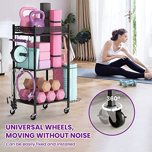 Yoga Mat Storage Rack, Home Gym Storage Rack, VOPEAK Workout Storage for Yoga Mat, Foam Roller, Gym Organizer Gym Equipment Storage for Home Exercise and Fitness Gear - color: BLACK