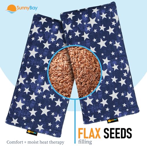 SunnyBay Small Microwave Heating Pad, Microwavable Versatile Cold/Heated Neck and Shoulder Wrap for Back Pain and More, Moist Heat Cotton-Fleece Pad, 6x11 Inches, Blue-Stars, Pack of 2 - color: Pack of 2 - Blue-stars
