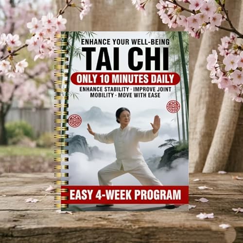 4-Week Tai Chi Balance Planner for Seniors – 10-Minute Daily Routine Log, Mobility & Stability Tracker, Easy-to-Follow Spiral-Bound Fitness Journal