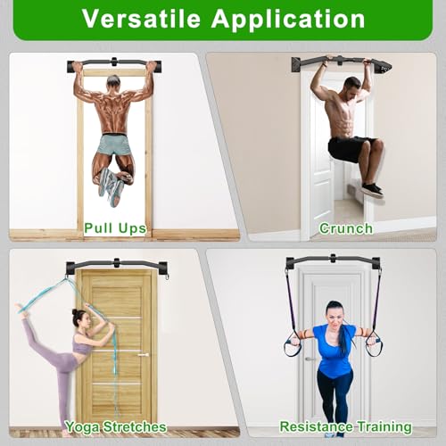 SELEWARE Heavy Duty Wall Mount Pull Up Bar, Joist Mount Chin Up Bar for Doorway, Sturdy Steel Construction, w/Resistance Band Hooks, Fits 32"/36" Wall Studs for Home Gym Strength Training - size: B: 32" x 1.6" Dia Grip