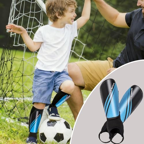 newox Soccer Shin Guards Kids Youth - Shin Pads Protection Boys Shin Guards Soccer Youth - Soccer Shin Guards for Kids 3-15 Years Old Girls Boys - color: blue, size: Large