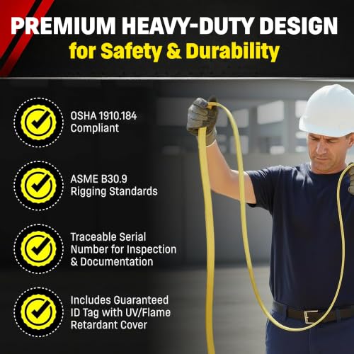 DD Sling 1 Inch x 14 Foot Nylon Lifting Sling – USA Made, 3,200 lb Vertical, 2,600 lb Choker, 6,400 lb Basket – 2-Ply Heavy Duty 900 Webbing, Type 4 Twisted Eye & Eye Rigging Sling - size: 1" x 14'