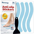 Anti-Slip Shower Stickers - Help Reduce Slipping in Bathtub & Shower, Blue Non-Slip Bath Strips, Strong Adhesive Bathtub Appliques Suitable for Homes with Kids, Adults & Seniors - 24 Pcs - Homergy - color: Dawn Blue