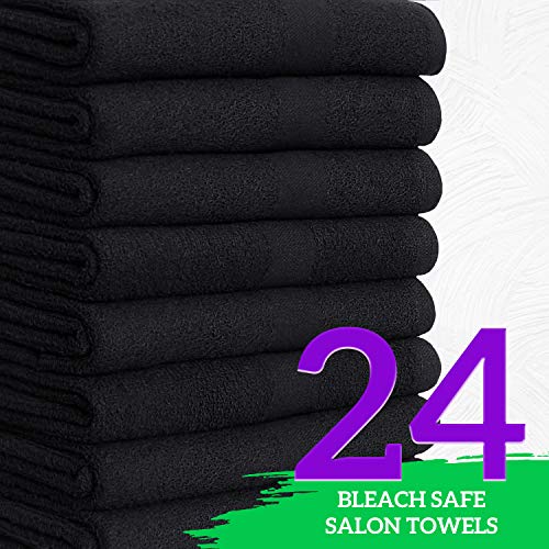 GREEN LIFESTYLE Black Bleach Proof Towels Bulk Sets 100% Cotton 16' X 25' Premium Spa Quality, Super Soft and Absorbent for Gym, Pool, Spa, Salon and Home 24 Pack - color: Cotton Black, size: 24 pack
