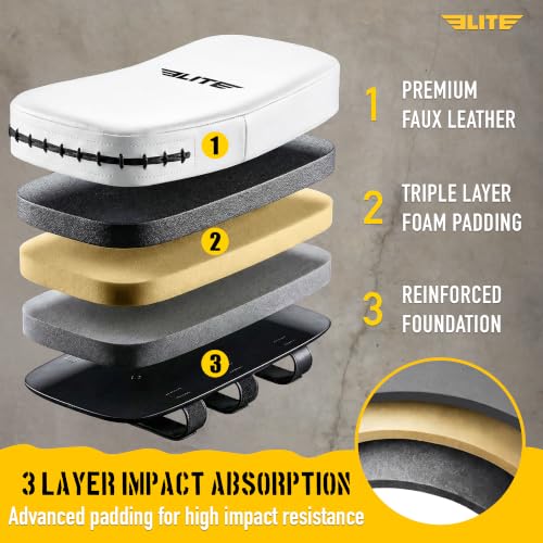 Elite Sports Muay Thai Kickboxing Training Pad for Kickboxing, MMA, Taekwondo, Karate. Ideal for Punches, Knees, and Kicks in Martial Arts Training (ONE PAD ONLY) - color: Solid White