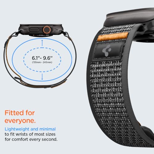 Spigen for Apple Watch Band, Compatible with Ultra 3/2/1 49mm, Series 11/10 46mm, 9/8/7 45mm, SE3/SE2/SE/6/5/4 44mm, 3/2/1 42mm - color: Active Black Orange