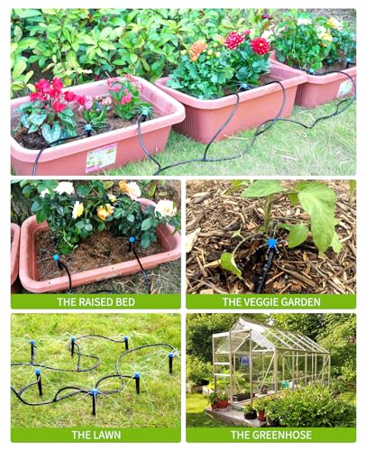 HIRALIY 50ft Drip Irrigation Kit Plant Watering System 8x5mm Blank Distribution Tubing DIY Automatic Irrigation Equipment Set for Garden Greenhouse Flower Bed Patio Lawn - size: 49.2 ft