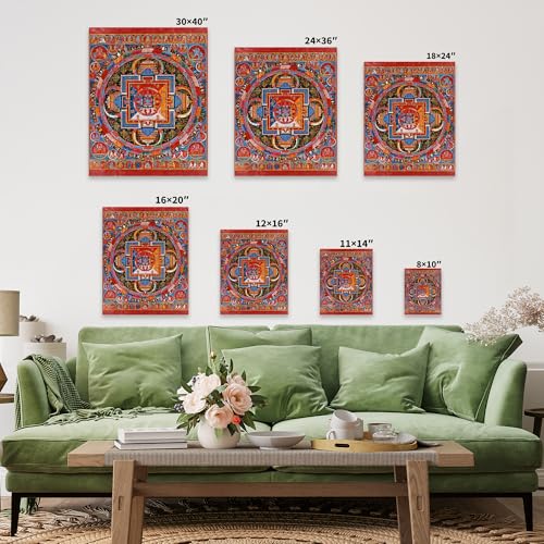 Monem Art Vintage Mandala of Jnanadakini Canvas - Retro Six-Armed Goddess Print - Tibet Art - Gift for Men & Women - Wall Decor for Living Room, Bedroom or Office - Available in 8x10 to 30x40 - color: Style-12