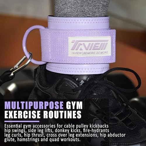 TAVIEW Ankle Straps Cable Machine Attachment for Gym - Cable Kickback Ankle Straps - Padded Ankle Cuffs for Glute Kickbacks and Leg Workouts - color: Purple-Pair