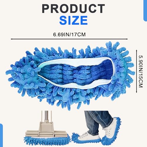Mop Slippers Floor Cleaning Slippers Reusable Slipper Mop Covers Wearable Floor Cleaner for Household Indoor Use ,Blues - color: Blues