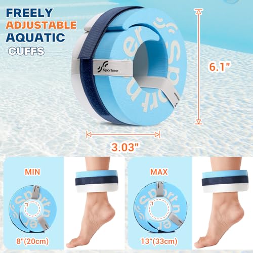 Sportneer Aquatic Exercise Equipment Water Aerobics Combo Set Includes High Density Water Weights Dumbbell Aqua Belt Water Ankle Weights for Pool Exercise Aquatic Therapy Pool Fitness Water Exercise - color: Aqua Blue, style: Aqua Exercise Set with Foam C