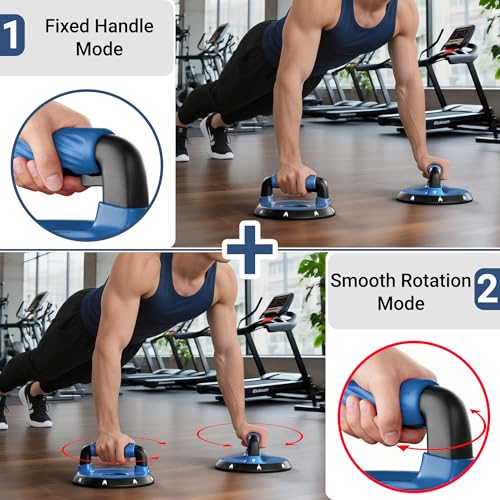 READAEER Push Up Bars, Rotating Handle Design with Bearings for Smooth, Effortless for a Wider Range of Motion, Handle Rotation, Wide Grips with Non-Slip Rubber Pads for Comfort Exercise - color: Blue