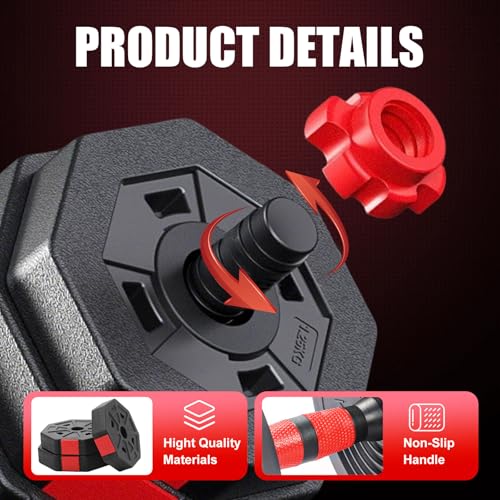 Adjustable Dumbbell Set, 5-44 lbs Free Weight Set with Connector, Convertible Dumbbell, Barbell, Push-up, Home Gym Fitness Weight for Men Women - color: SQ-44POUNDS